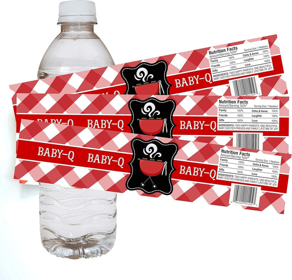 Baby Q Water Bottle Labels Co-Ed Baby Shower Parent Party Drink Stickers