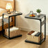 Vovonusy ET-YB-GY1 Wood Pedestal Small Sofa Side Table for Couch, Tall Nightstand, C Shaped End Table, TV Trays