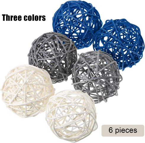 Yaomiao 6 Pieces Wicker Rattan Balls, Decorative Orbs for Craft, Party, Wedding Table Decoration