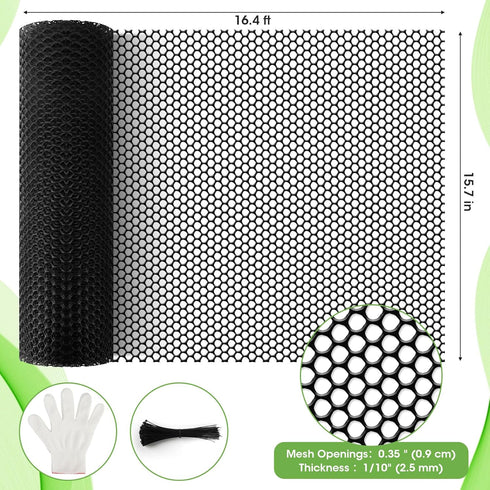 15.7IN 16.4FT 0.35" Unves Chicken Wire Plastic Mesh, x Fencing for Poultry Floral Dogs Rabbit Pets Barrier Netting