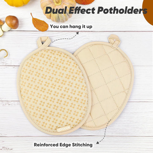 Oven Mitts and Pot Holders Set, 4 Pieces - Heat Resistant 500 ? Oven Mitt and Pot Holder, Non-Slip Silicone Surface,