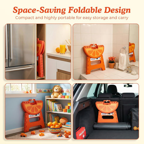 9 Inch, 265 lbs ACSTEP Folding Step Stool Sturdy Collapsible Step Stool Foldable Up to for Kids Toddlers & Adults, Non