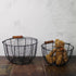 Country Set 2. CVHOMEDECO. Metal Wire Egg Baskets Wire Fruit Baskets with Wooden Handle Vintage Style Storage Baskets.