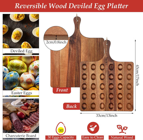 Kitchen(13 17 Inch, 30 Gerrii Reversible Wooden Deviled Egg Platter Deviled Egg Tray Charcuterie Board Cutting Board