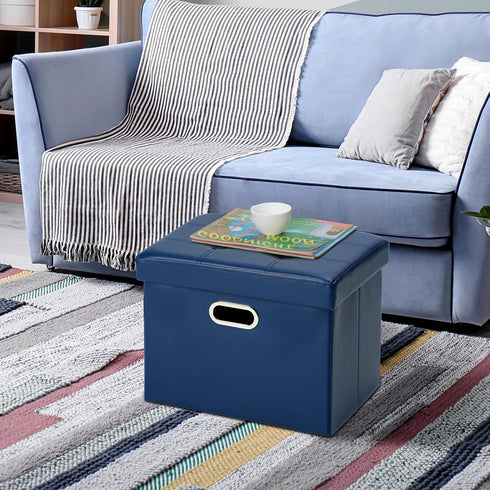 17x13x13in COSYLAND Storage Ottoman Leather Ottoman Rectangle Footrest Footstool Folding Ottoman for Room Dorm Small
