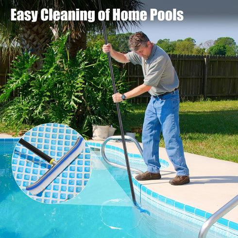 8FT 2-in-1 Commercial) Heavy Duty Pool Brush Combo - Pool Scrubber with Aluminum Frame & Nylon Brush Head, Adjustable
