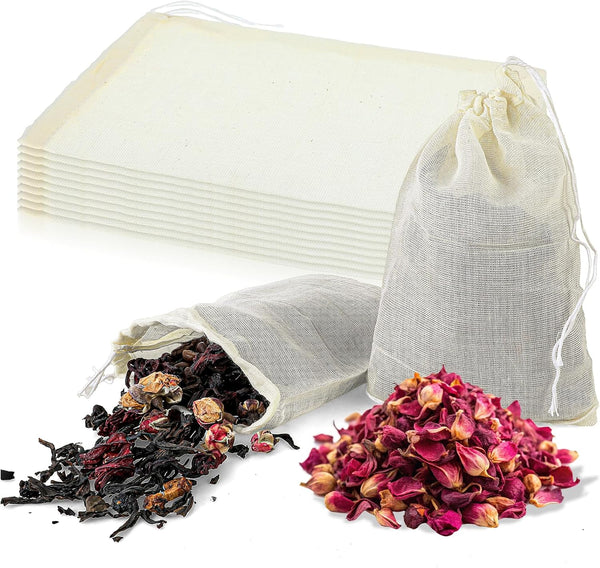 Piriuuo 10 Spice Bags for Cooking, Cheese Cloth Bags with Drawstring for Straining