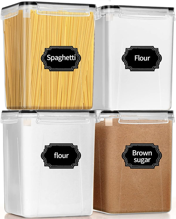PRAKI Large Airtight Food Storage Containers 5.2L / 195oz, 4pcs Pantry Kitchen