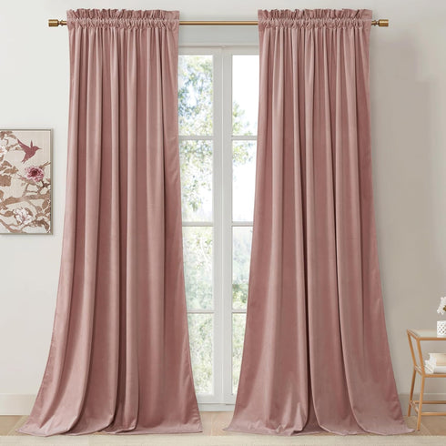 StangH Pink Velvet Curtains for Nursery Bedroom, Room Darkening Privacy Protect Window