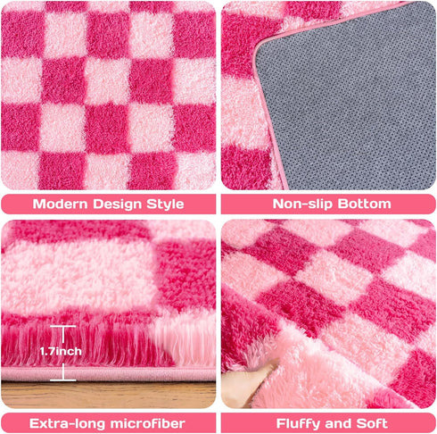 5x7 Checkered Rugs for Living Room Bedroom, Area Rugs for Living Room, Modern Shaggy Carpets Fuzzy Rug for Boys Girls