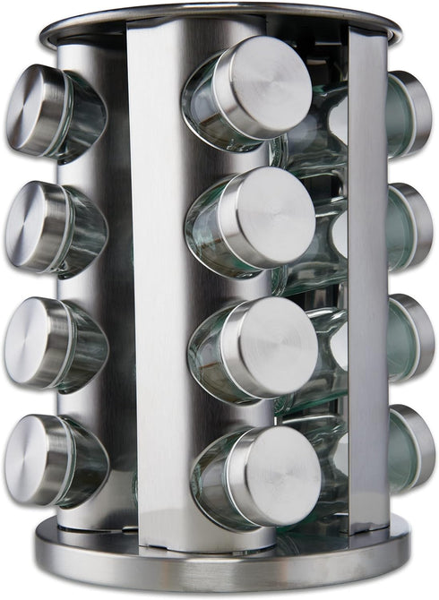 FineDine: Stainless steel round spice rack 16 Pack