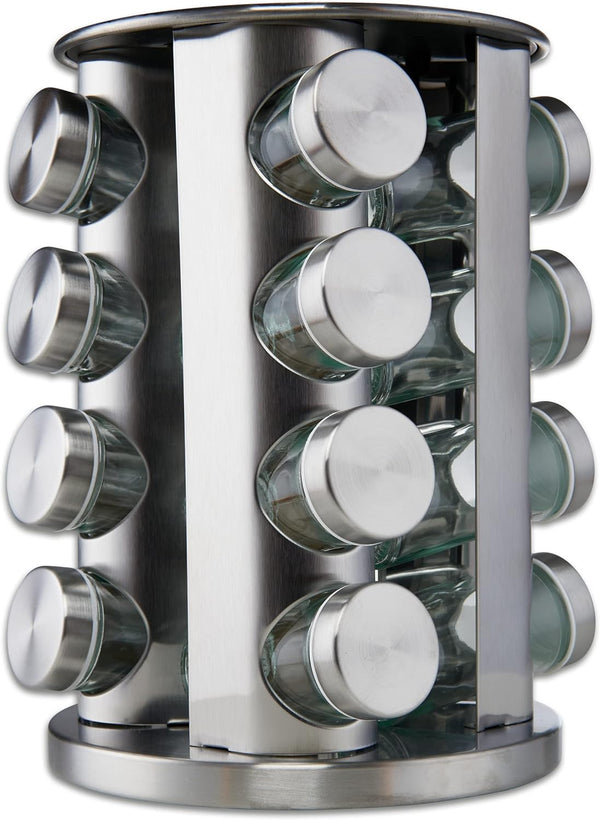 FineDine: Stainless steel round spice rack 16 Pack