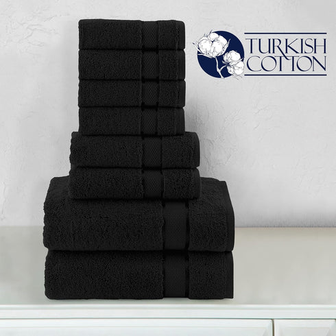 8-Piece Set, 4 2 2 100% Elegant Comfort Premium Cotton Towel Includes Washcloths, Hand Towels and Bath Towels, Turkish