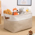 DULLEMELO Collapsible Rectangle Fabric Storage Basket, Organizing Clothes, Toys, Laundry, White & Khaki