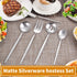 Matte Silverware Set, 5-Piece Round Stainless Steel Hostess Flatware Set, Satin Finish, Dishwasher Safe