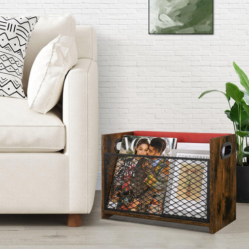 YINMIT Magazine Holder, Large Desktop Rack for Home Office, Farmhouse File Storage Basket for Magazines, Books,