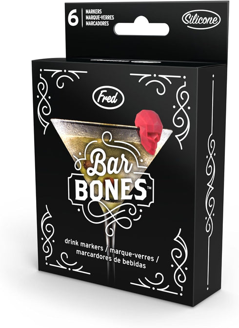 Genuine Fred BAR BONES Skull Drink Markers, Set of 6