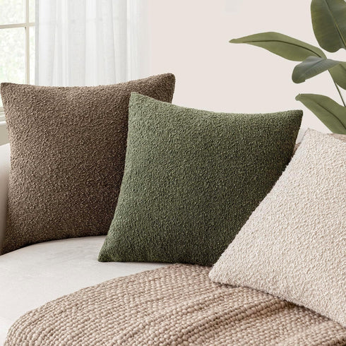 Cozy 24x24 Inch,1PC,Light Foindtower Decorative Textured Boucle Throw Pillow Covers Accent Solid Pillow Cases Neutral