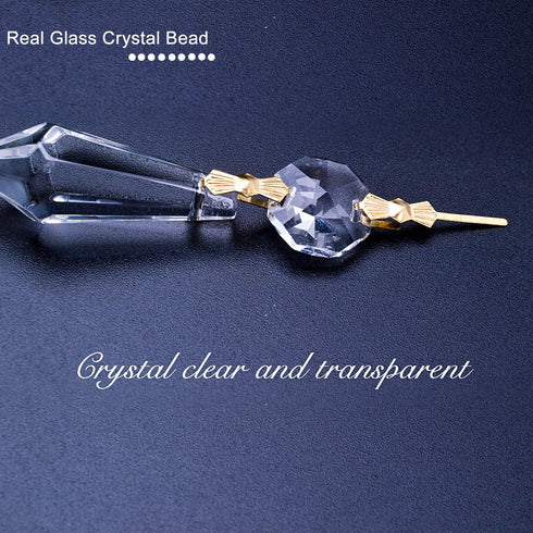 BronaGrand 20 Decoration,38mm,Gold Pieces Replacement Clear Chandelier Icicle Crystal Prisms Octogan Crystal Bead