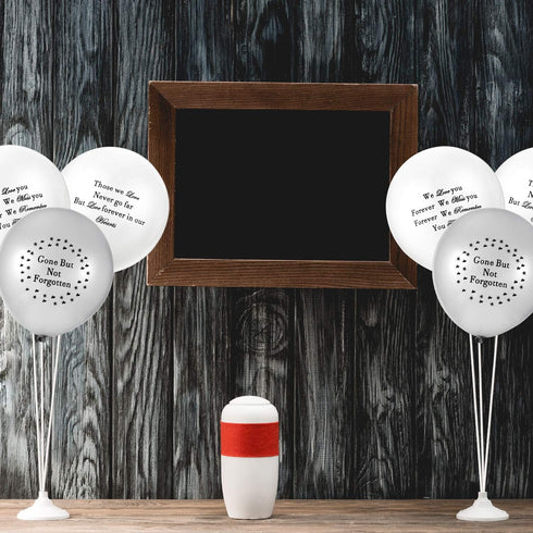 Gejoy 60 Pieces Memorial Balloons for Funeral Remembrance, White and Silver Balloons for Celebration of Life