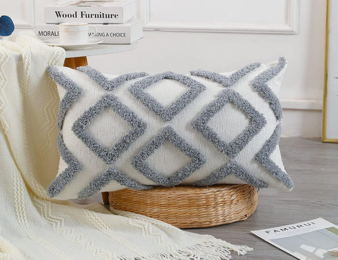 16 26,Plush NUYECY Diamond Pattern Long Pillow Covers x Chenille Decorative Long Lumbar Pillow Covers Pillow Case