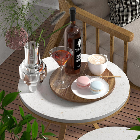 Lazy Susan Turntable for Cabinet: Acacia Wood Organizer for Kitchen Countertop and Bathroom Decor, 12 Inch