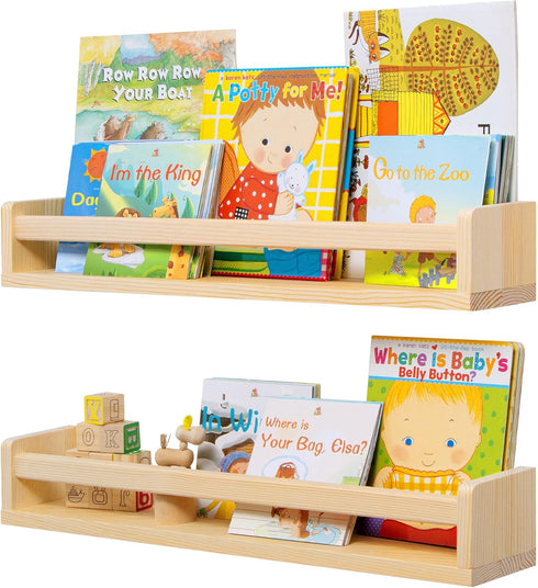 Fun Memories Nursery Book Shelves, 24Inch Floating Shelf for Wall, Wall Bookshelf