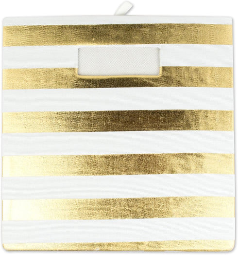 DII Hard Sided Collapsible Polyester Cube Storage Collection, 11x11x11, Gold