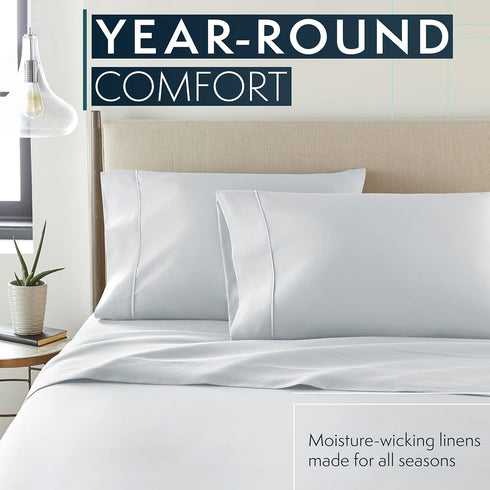 King Size Sheets Set - 4 pc Bed Sheets & Pillowcases, Soft Breathable Microfiber with Deep Pockets