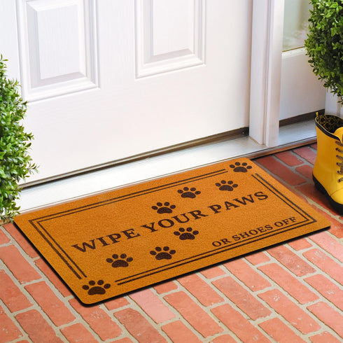 Wipe Your Paws Coir Doormat, 30x17 Inch Funny Welcome Mat for Front Door, Heavy Duty with Anti-Slip Rubber Backing