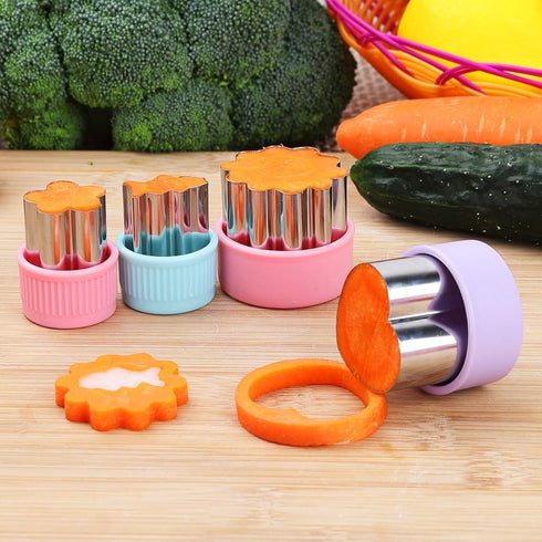 24pcs Vegetable Cutter Shapes Set, Mini Cookie Cutters, Fruit Cookie Pastry Stamps Mold with 30pcs Food Picks and Forks
