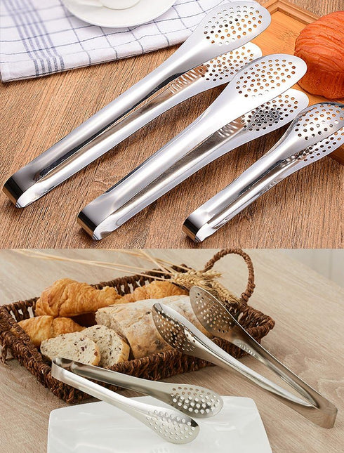 Pack of 3 Sizes Stainless Steel Tongs, Heavy Duty Food Tongs for Salads, Bread, Ham, BBQ, Cooking, Serving