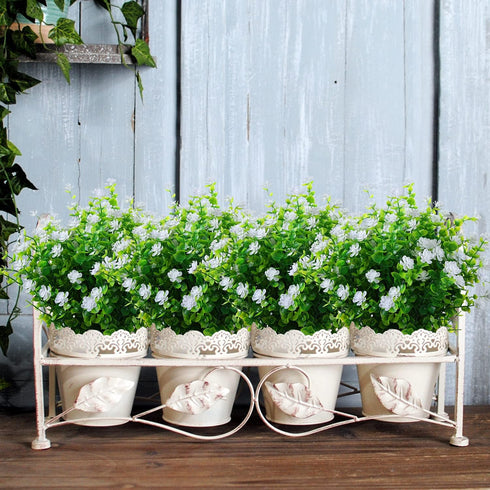 Artificial Plants Flowers Grass Shrubs, 8 Pack No Fade Faux Plastic for Indoor Outdoor Decoration