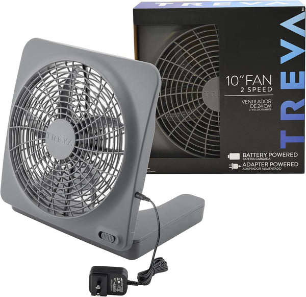 O2COOL Treva 10-Inch Portable Desktop Air Circulation Fan, 2 Speed, Compact Folding & Tilt Design, Graphite
