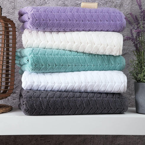Set Set 3) BAGNO MILANO Turkish Cotton Bath Towels, Hand Towels - Soft Plush Jacquard Collection Luxury Towels