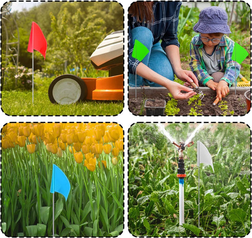 Zozen 100Pack Marking Flags, Red, Green, Blue, White, Lawn Marker Flags for Distance Measuring Wheel