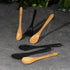 BambooMN Mini Black Serving Spoons, Tiny Wooden Spoons for Spices, 10pcs Black Oval 3.5"