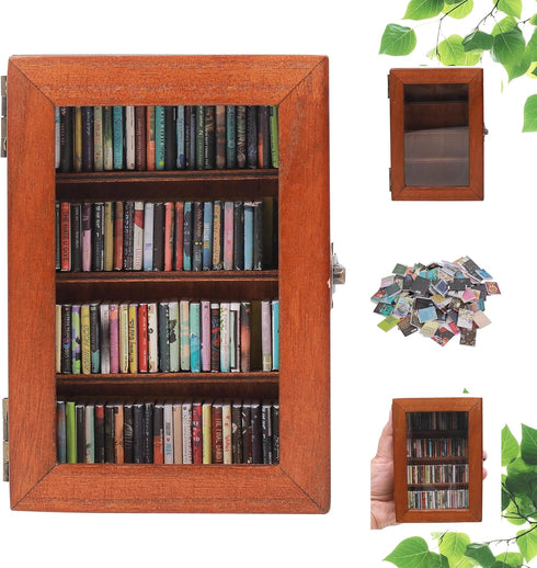 CLVTREBETO Anxiety Mini Bookshelf with 100pcs Miniature Books | Shake Away Your Anxiety