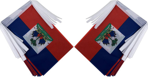 ZXvZYT Haiti Haitian Flag Banner String, Small Mini Haiti Pennant Flags for Grand Opening, National Sports Events,
