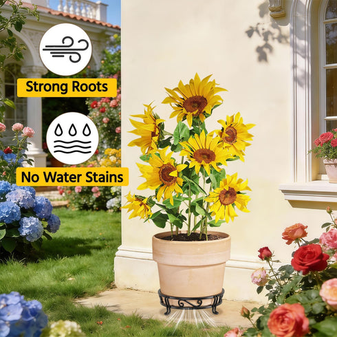 11 Inches 2 Pack LASZOLA Black Plant Stand for Single Large Outdoor Indoor Pot, Heavy Duty Metal Floor Fern Base