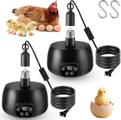Enhon Chicken Coop Heater with LED Lighting, Adjustable Temperature, Timer & Safety