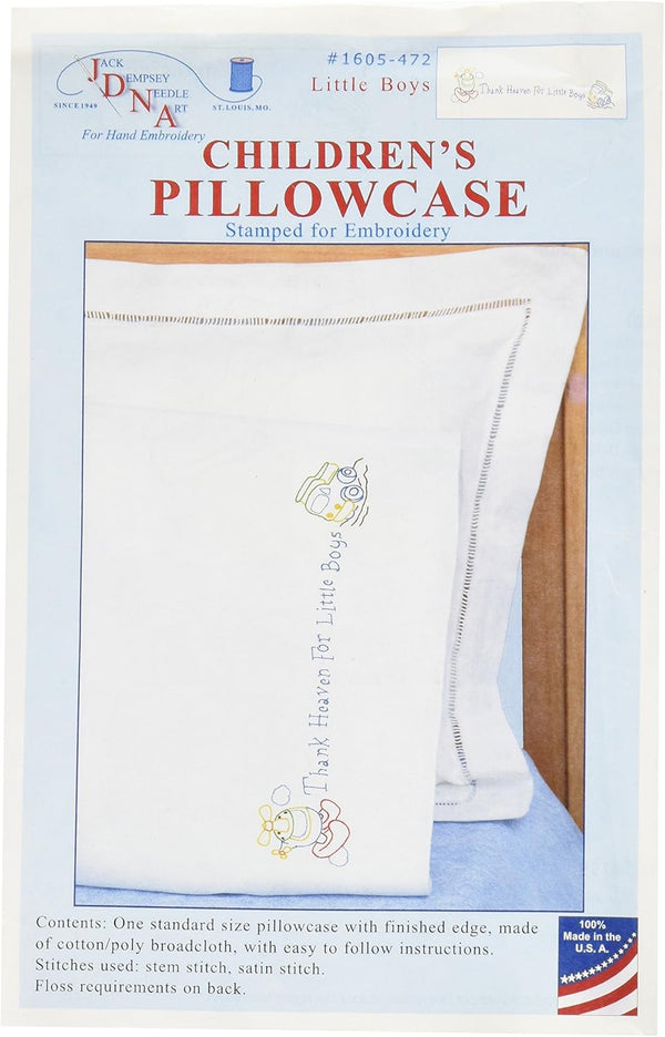 Jack Dempsey Children's Stamped Pillowcase, White Perle Edge, 1-Pack for Little Boys