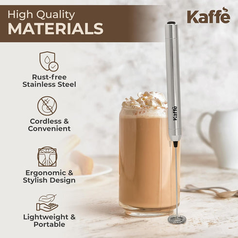 Kaffe Mini Milk Frother - 10,500 RPM, New Upgraded Motor, Handheld for Coffee & Espresso