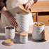 Sets Countertop, Pack 4 Sweejar Ceramic Canisters for Kitchen Relief Food Storage Jar with Bamboo Lid, Stackable
