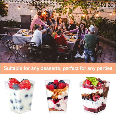 EASERCY 50 Pack 5 oz Plastic Dessert Cups with Lids, Yogurt Parfait/Appetizer Cup with Lids for Party, Mini Dessert