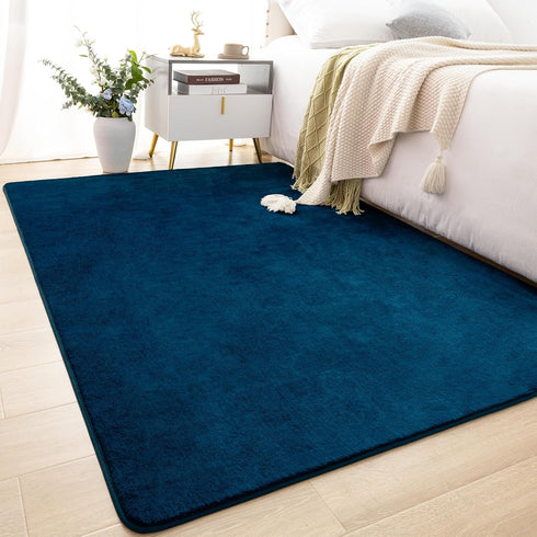 Softlife Navy Blue Area Rugs, 4x6 Washable Bedroom Rug, Soft Fluffy Non-Slip Rug for Kids Home Decor