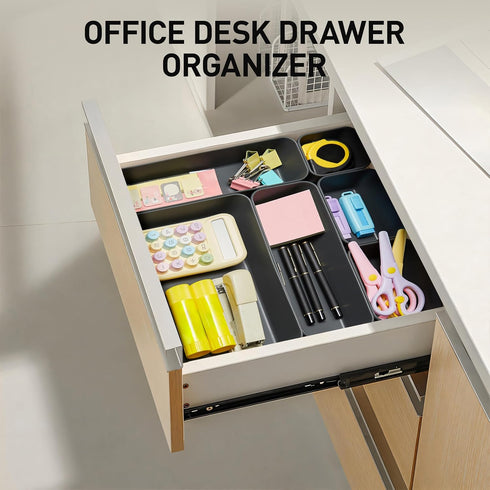 8Pcs 4 Set ISSEVE Nesting Silicone Drawer Organizer Trays, Size Versatile Vanity Bathroom & Desk Drawer Organizer