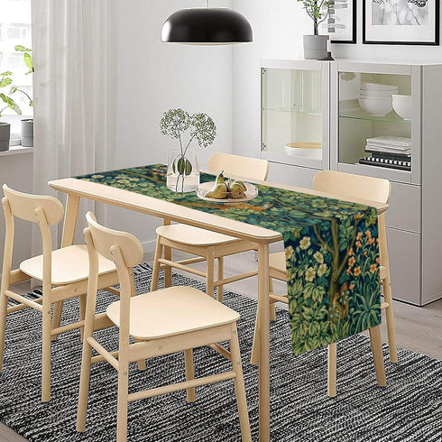 DDCBNS 13 36 Inch William Morris Flowers Birds Table Runner,Vintage Floral Retro Farmhouse Rustic Table Runner