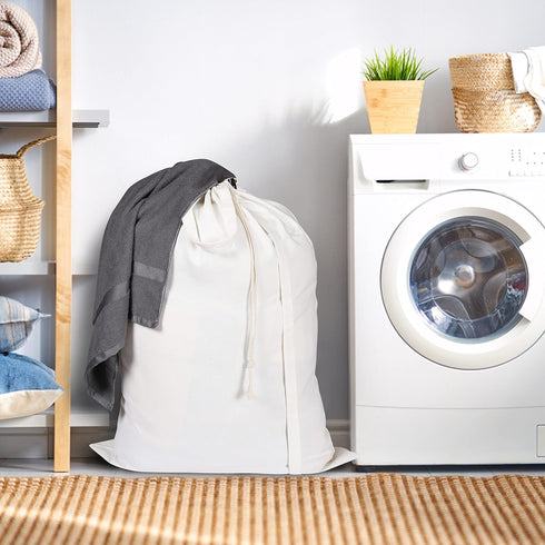 LFH Home Large Canvas Heavy Duty Cotton Laundry Bag, Stylish Drawstring Closure, 20x30 Inch