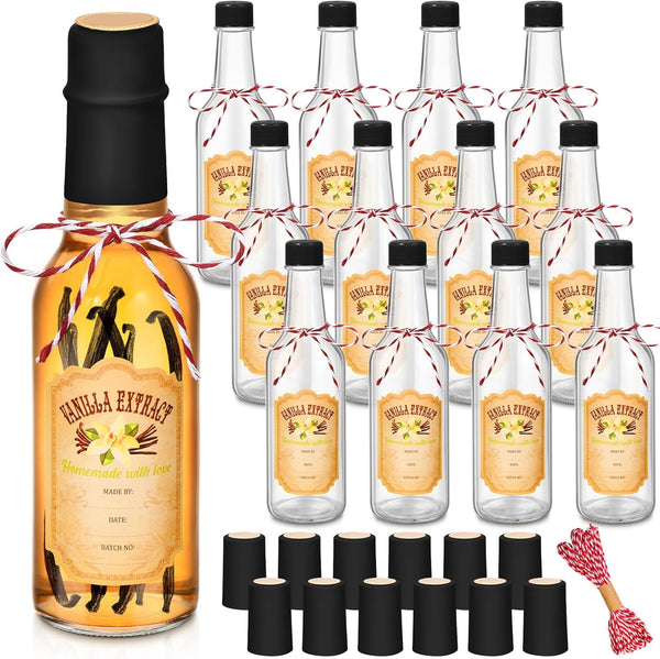 Tioncy 12 Pcs 5 Oz Vanilla Extract Bottles for Homemade Vanilla Jar